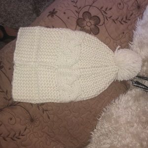 White Knotted Beanie